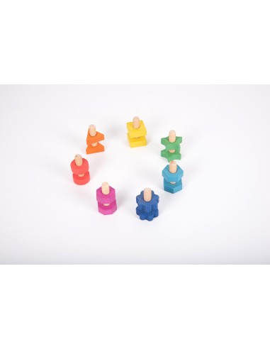 Tuercas y tornillos de madera arcoíris