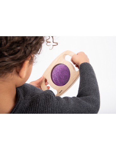 Panel de madera con purpurina púrpura