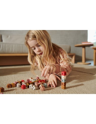 Bloques cúbicos de construcción, multicolor frambuesa