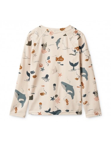 Camiseta de natación anti-UV Noah - modelo Sea creature, color arena