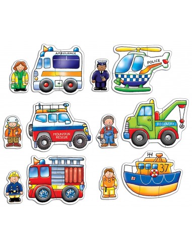 Mis primeros puzles: Vehículos de rescate de 2 y 3 piezas