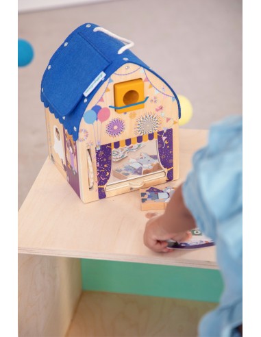 Casita de madera de descubrimiento de ilusiones ópticas