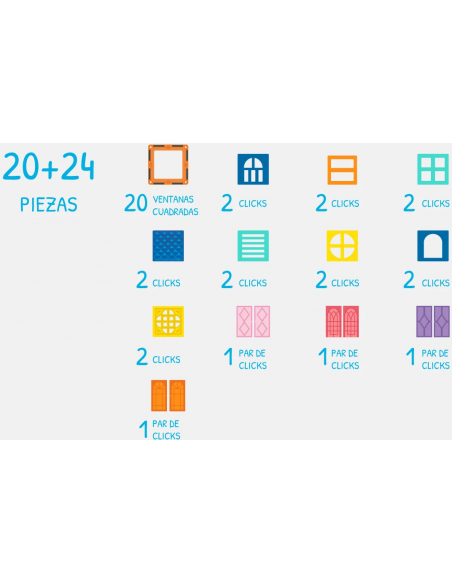 20 piezas magnéticas de construcción de ventanas Imanix