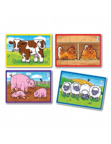 Puzle progresivo Granja 4 en caja, de 4, 6, 8 y 12 piezas
