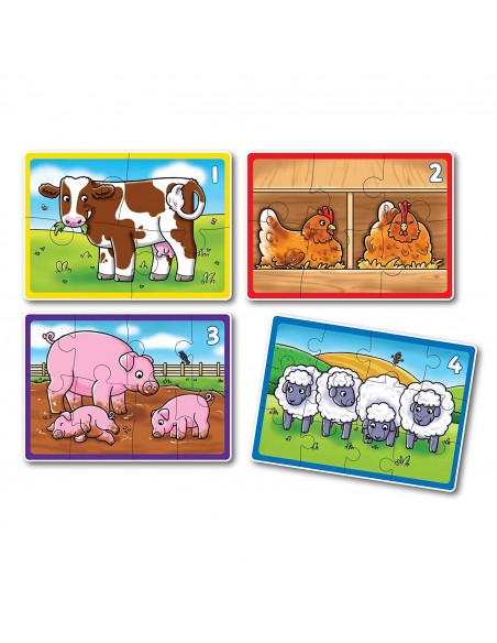 Puzle progresivo Granja 4 en caja, de 4, 6, 8 y 12 piezas