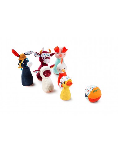 Juego de bolos de peluche de animales de la granja
