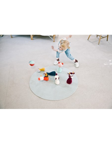 Juego de bolos de peluche de animales de la granja