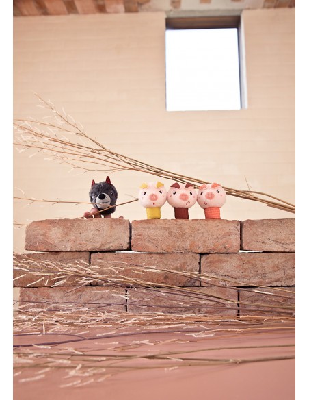 Marionetas de dedo El lobo y los tres cerditos