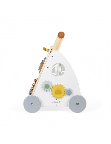 Carrito caminador de madera con multiactividades