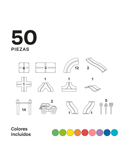 50 piezas magnéticas de construcción Pista de carreras Imanix