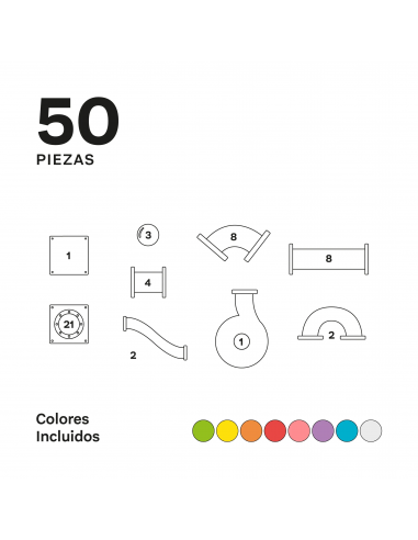 50 piezas magnéticas de construcción Tobogán Imanix