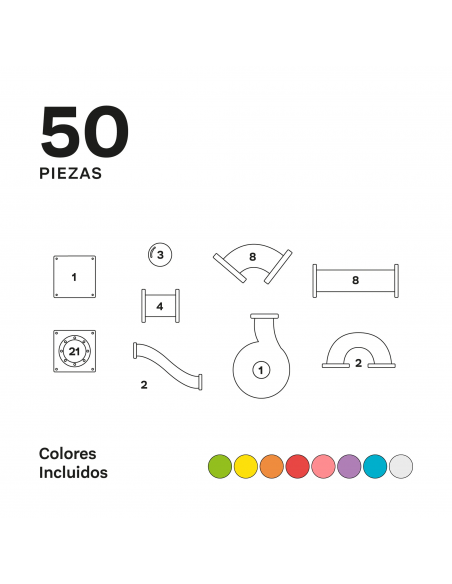 50 piezas magnéticas de construcción Tobogán Imanix