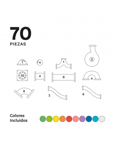 70 piezas magnéticas de construcción Tobogán Imanix