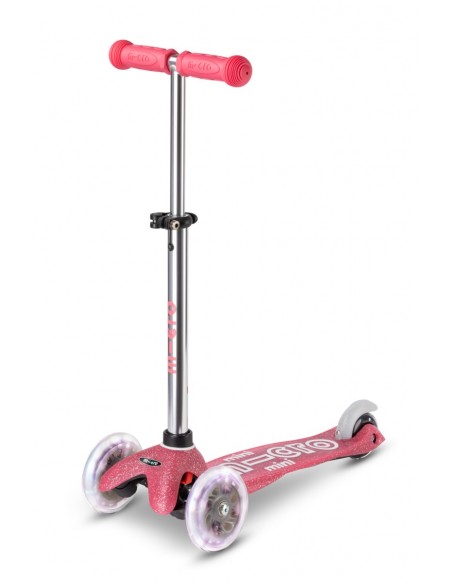 Patinete Mini Micro Deluxe rosa con purpurina y luces