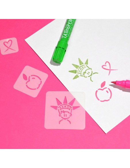 Set de dos bolígrafos para tatuajes y plantillas, modelo New York