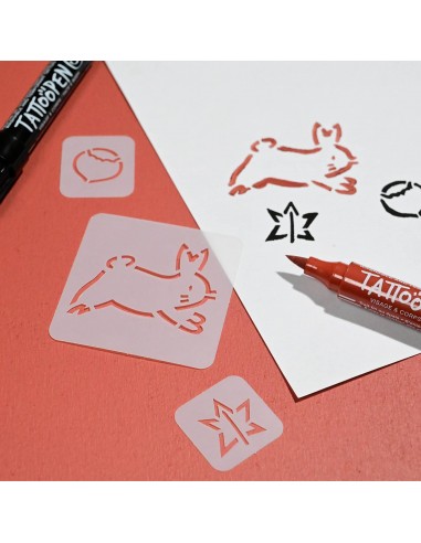 Set de dos bolígrafos para tatuajes y plantillas, modelo Bunny