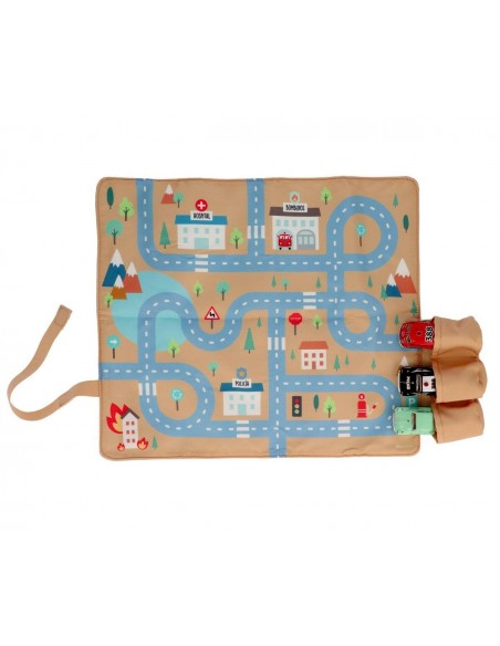 Juego de mantel con circuito y tres coches