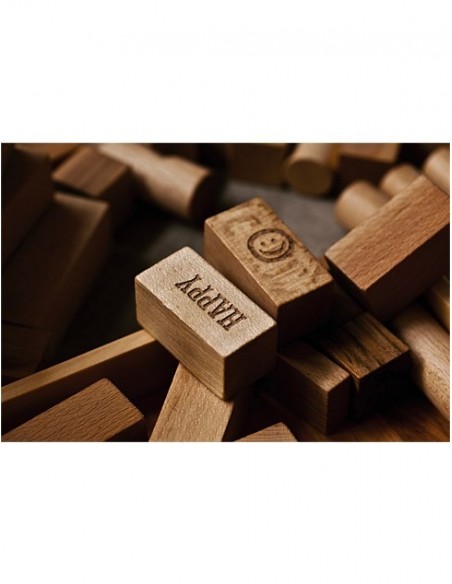 Set de 108 bloques de madera paz y amor