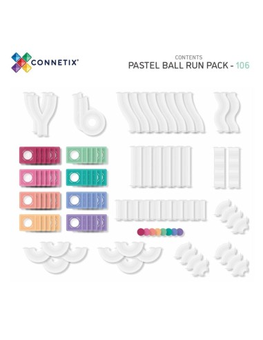 Pastel Ball Run - pack de 106 piezas magnéticas de construcción tobogán