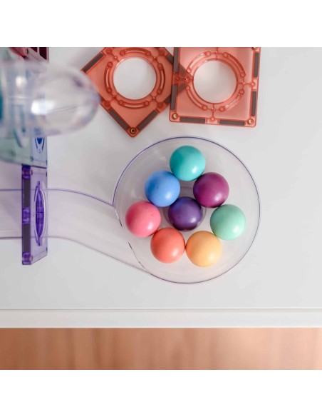 Pastel Ball Run - pack de 106 piezas magnéticas de construcción tobogán