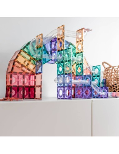 Pastel Ball Run - pack de 106 piezas magnéticas de construcción tobogán