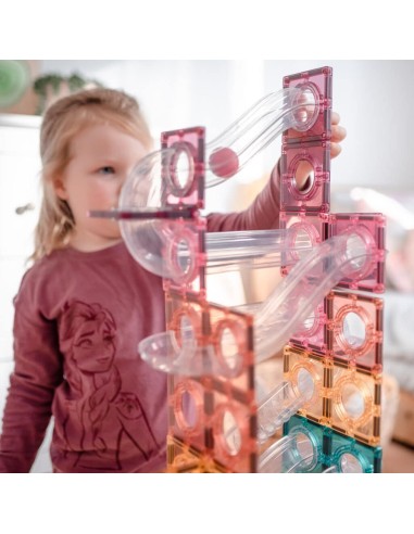 Pastel Ball Run - pack de 106 piezas magnéticas de construcción tobogán