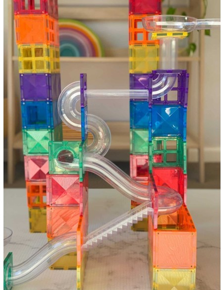 Rainbow Ball Run - pack de 92 piezas magnéticas de construcción tobogán
