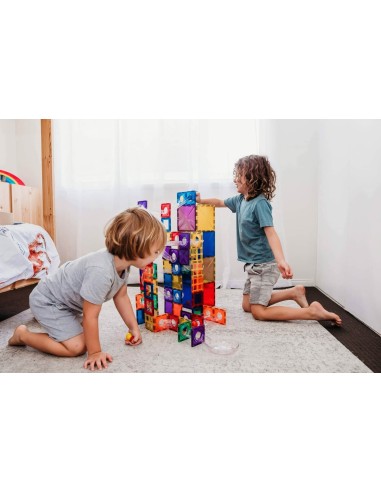 Rainbow Ball Run - pack de 92 piezas magnéticas de construcción tobogán