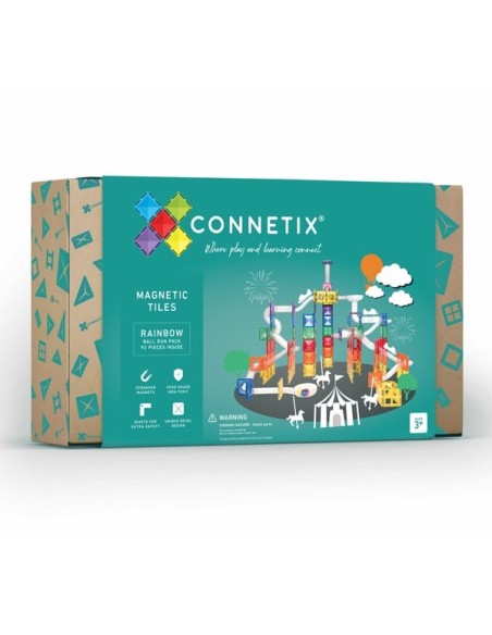 Rainbow Ball Run - pack de 92 piezas magnéticas de construcción tobogán