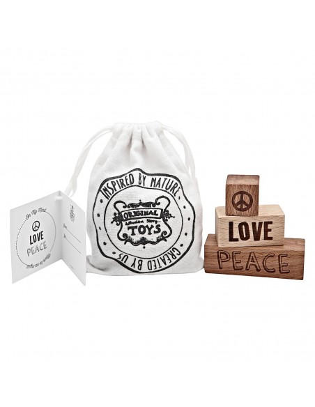 Set de 3 bloques de madera On my mind-Peace, Love