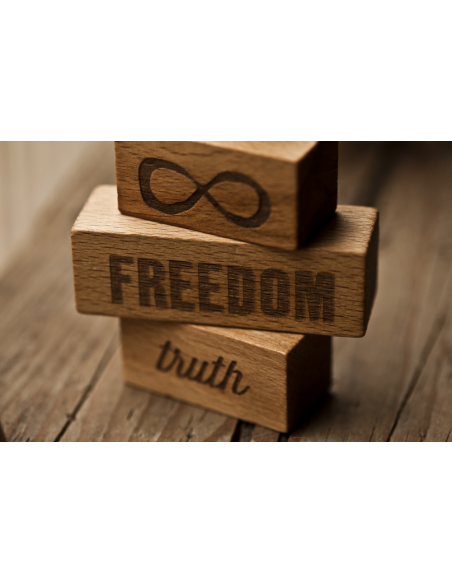 Set de 3 bloques de madera On my mind-Peace, Love