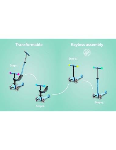 Patinete Micro Mini2Grow Deluxe Magic con luces menta