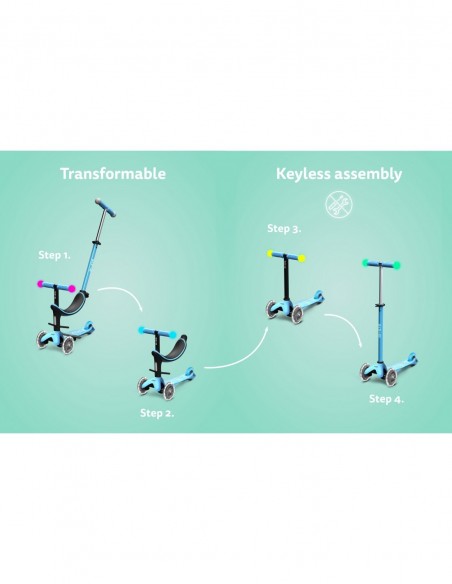 Patinete Micro Mini2Grow Deluxe Magic con luces menta