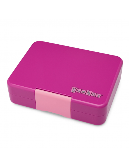 Fiambrera Yumbox Snack Malibu purple, bandeja Unicorn de 3 compartimentos