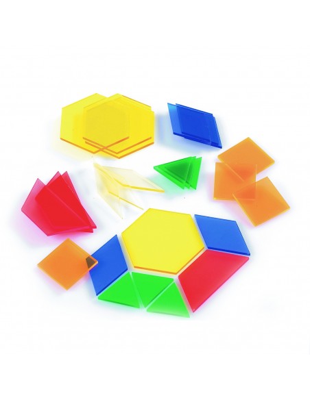 Set de 245 bloques geométricos de colores translúcidos