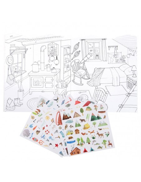 Cuaderno de colorear y con pegatinas El explorador