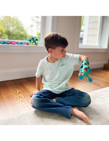 Itsy Pack green/blue, set de 18 piezas de construcción magnéticas Clixo