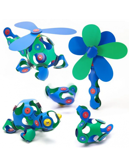 Crew Pack green/blue, set de 30 piezas de construcción magnéticas Clixo