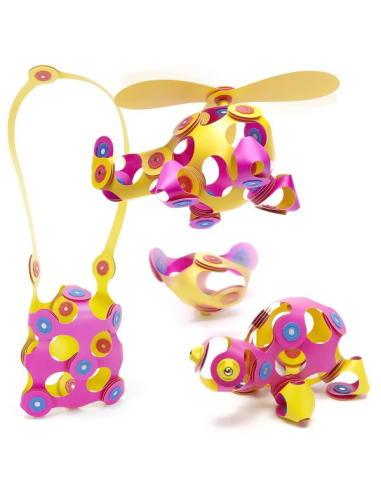 Crew Pack pink/yellow, set de 30 piezas de construcción magnéticas Clixo