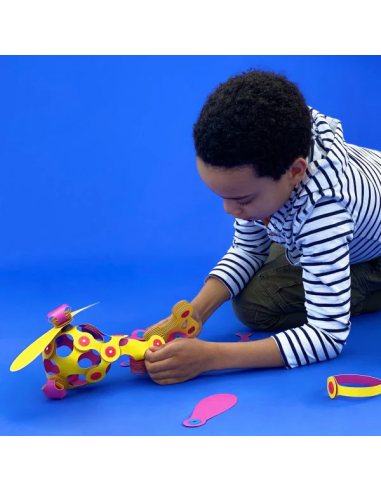 Crew Pack pink/yellow, set de 30 piezas de construcción magnéticas Clixo