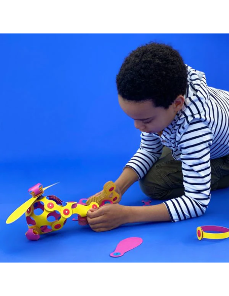 Crew Pack pink/yellow, set de 30 piezas de construcción magnéticas Clixo