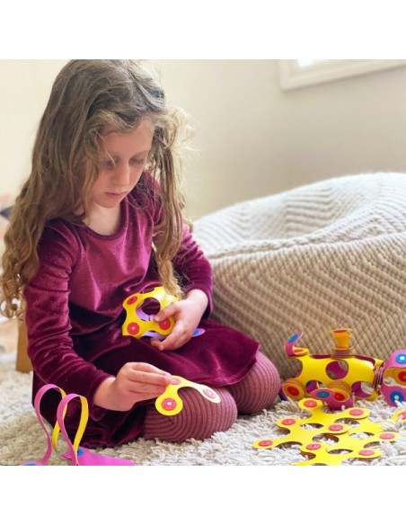 Crew Pack pink/yellow, set de 30 piezas de construcción magnéticas Clixo