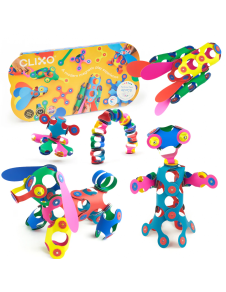 Rainbow Pack, set de 42 piezas de construcción magnéticas Clixo