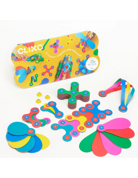 Rainbow Pack, set de 42 piezas de construcción magnéticas Clixo