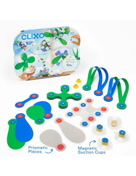 Window Pack, set de 24 piezas de construcción magnéticas Clixo