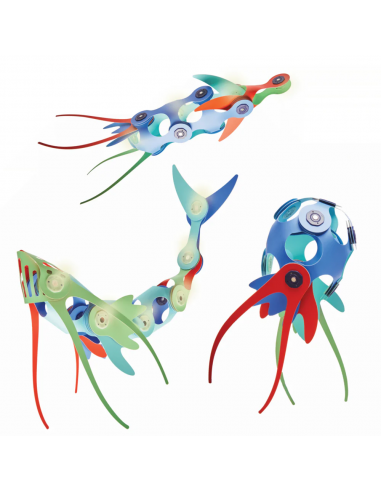 Ocean Creatures Pack, set de 24 piezas de construcción magnéticas Clixo