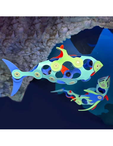 Ocean Creatures Pack, set de 24 piezas de construcción magnéticas Clixo