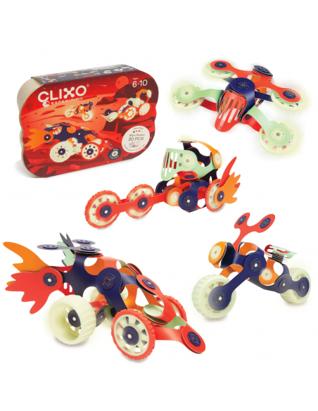 Mars Rovers Pack, set de 30 piezas de construcción magnéticas Clixo