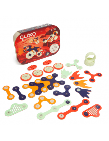 Mars Rovers Pack, set de 30 piezas de construcción magnéticas Clixo