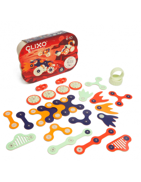 Mars Rovers Pack, set de 30 piezas de construcción magnéticas Clixo